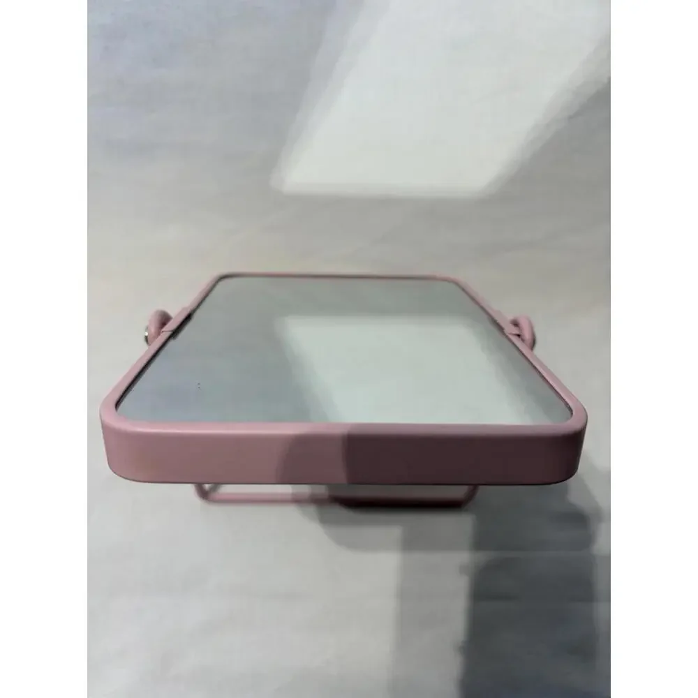Pink Portable Rectangle Tabletop Make-up Mirror Modern Metal Frame